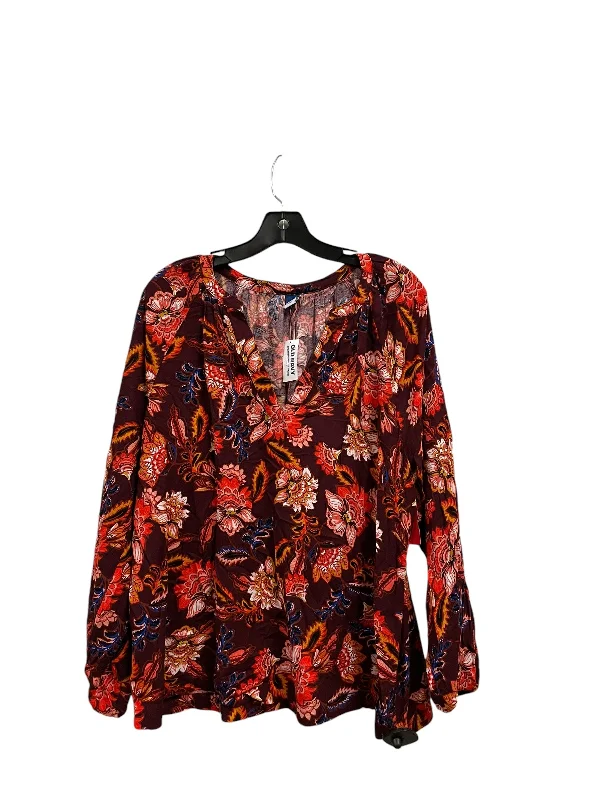 Women's Blouse with SleevelessTop Long Sleeve By Old Navy In Floral Print, Size: L