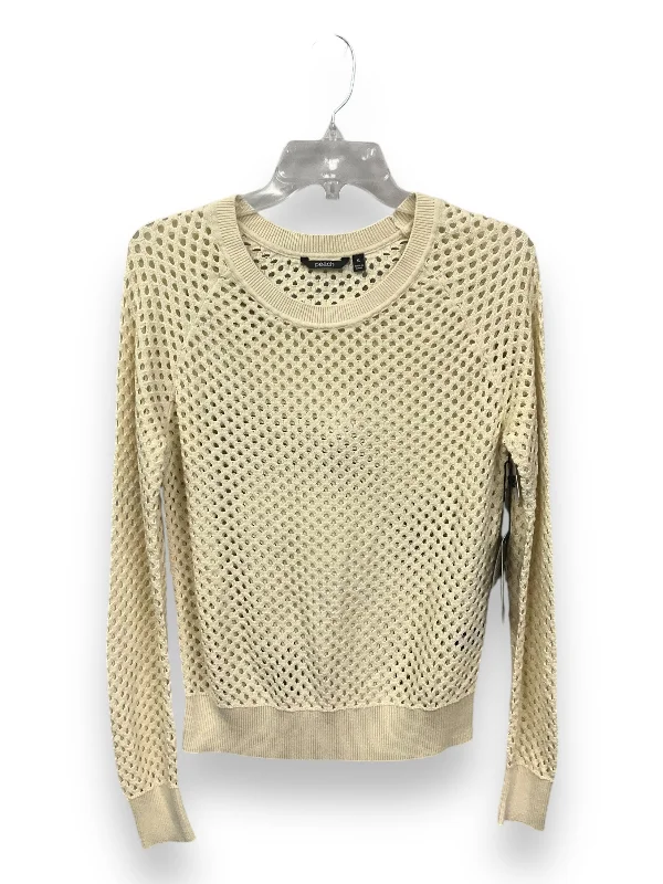 Women's Blouse with PleatsTop Long Sleeve By Peach In Beige, Size: S