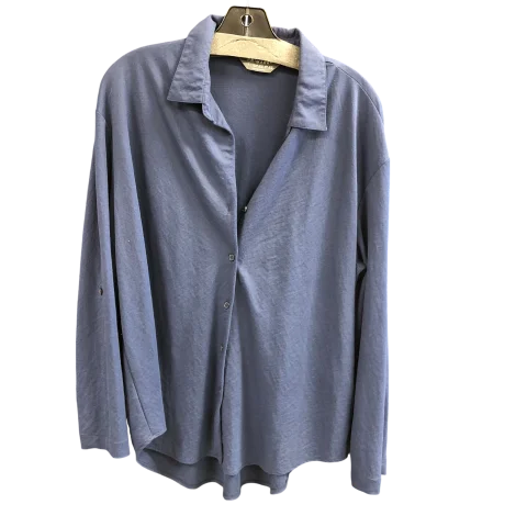 Women's Blouse with ButtonsTop Long Sleeve By Primark In Navy, Size: L