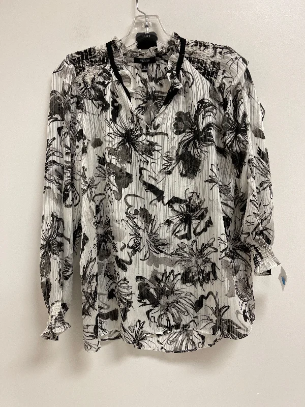 Women's Blouse with PocketsTop Long Sleeve By Simply Vera In Black & White, Size: S