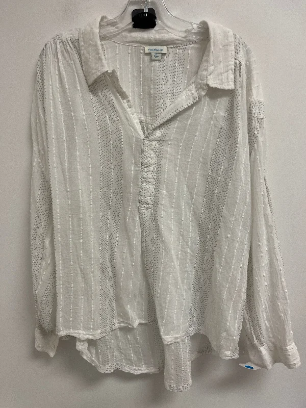 Women's Blouse with Short SleevesTop Long Sleeve By Sundance In White, Size: Xl