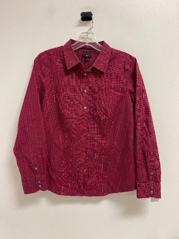 Women's Blouse with U-Shaped NeckTop Long Sleeve By Talbots In Red, Size: Mp