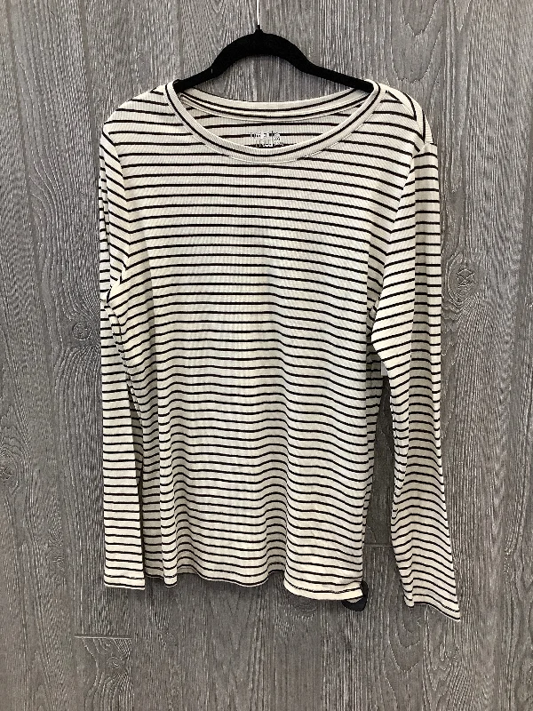 Women's Blouse for ChurchTop Long Sleeve By Time And Tru In Striped Pattern, Size: Xl