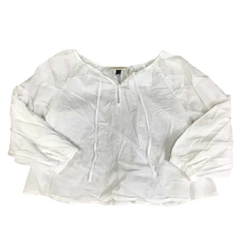 Women's Blouse with V-Shaped CollarTop Long Sleeve By Universal Thread In White, Size: Xs