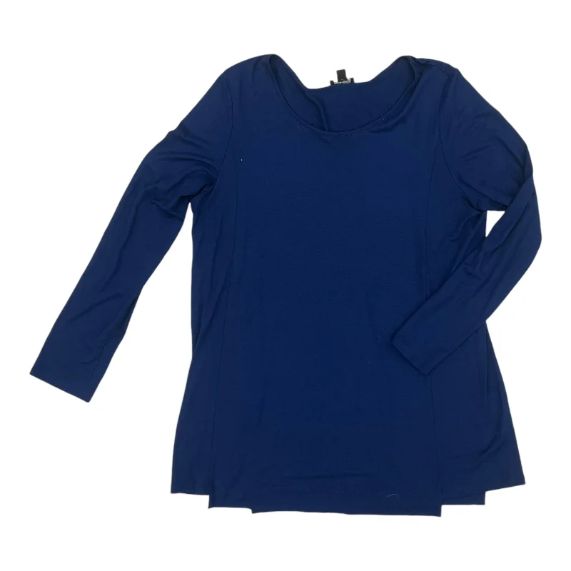 Women's Blouse with Straight HemTop Ls Basic By J. Jill In Blue, Size:M