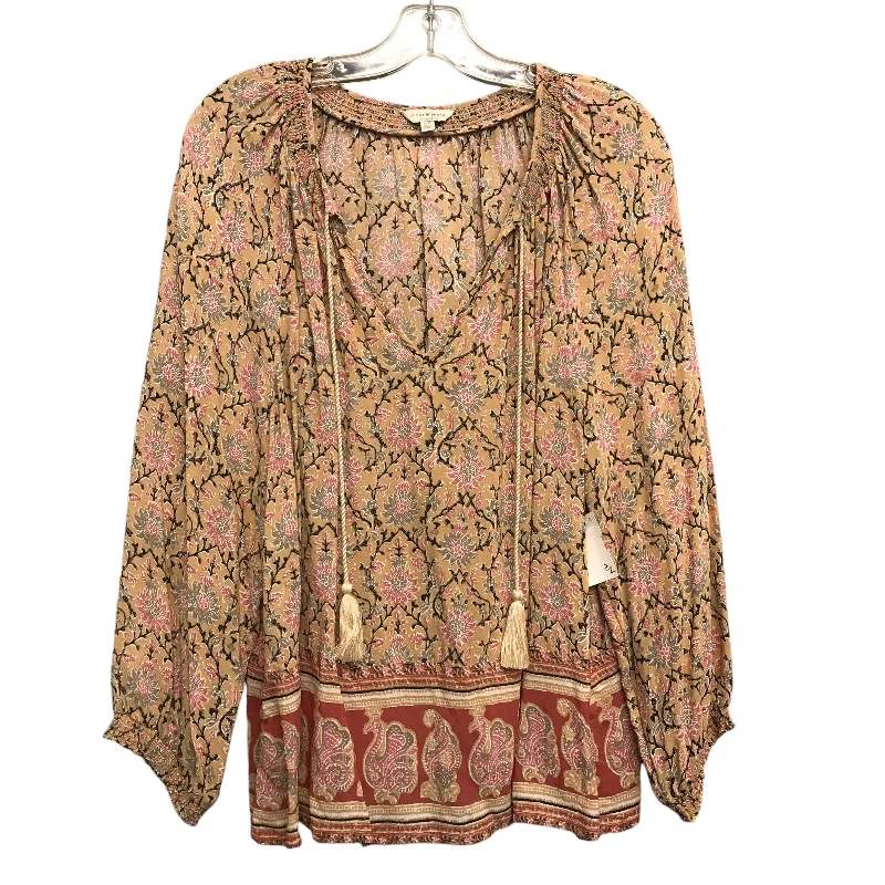 Women's Blouse with Keyhole CollarTop Ls By Lucky Brand In Floral Print, Size:L